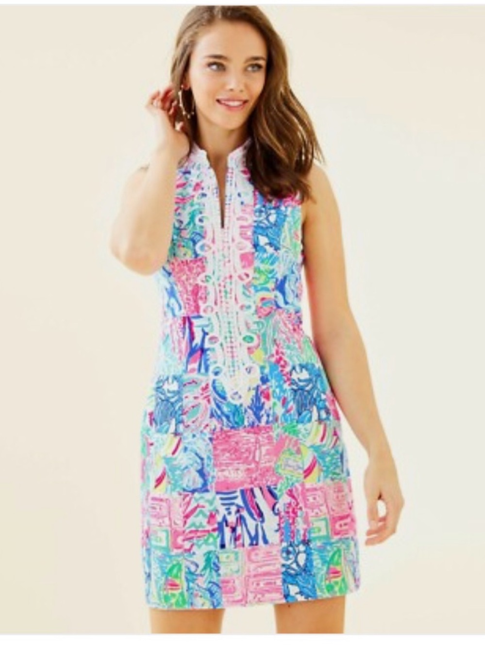 Lilly Pulitzer ALEXA SHIFT DRESS Pop Up Summer Remix Patch Sz 14